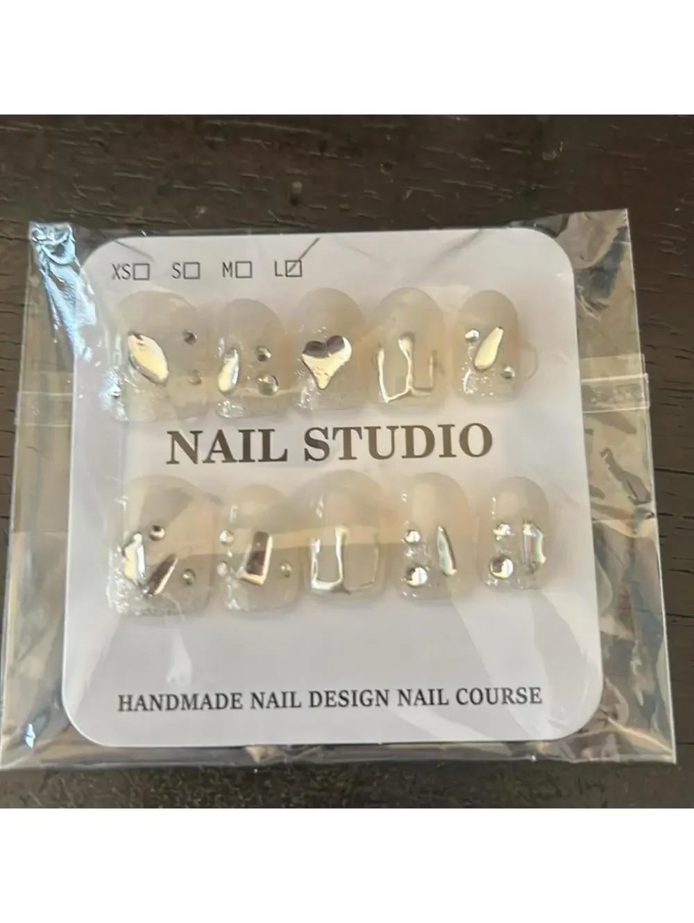 Silver Embellished Handmade Nail Set